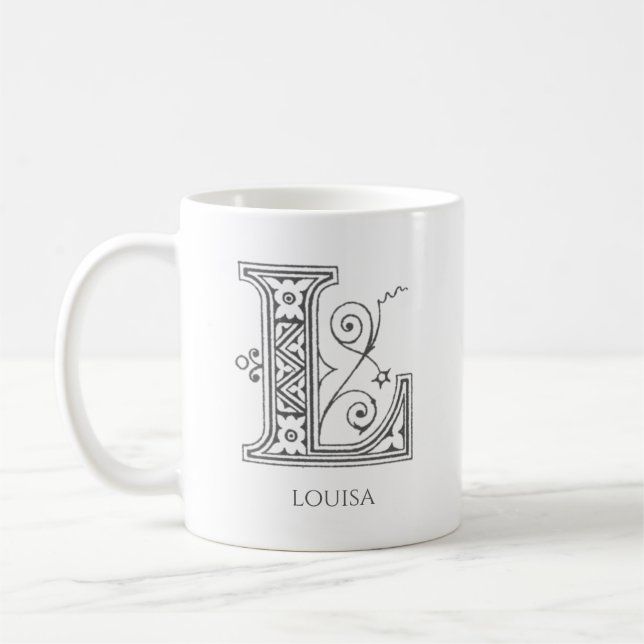 Lettre L Monogramme Nom moderne Café Mug (Gauche)