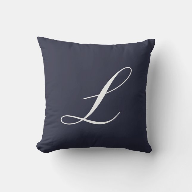 Lettre L Navy Coussin de monogramme bleu (Recto)