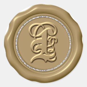 *~* Lettre L Stickers Cercle Diamond cire d'or