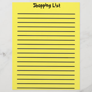 Lettre Liste de courses en-tête jaune