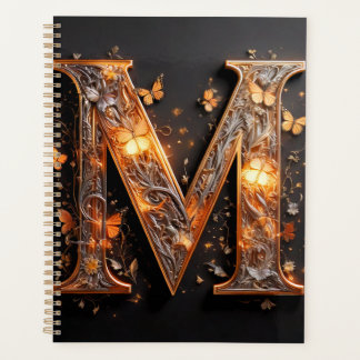 Lettre (M) aux fleurs et aux papillons