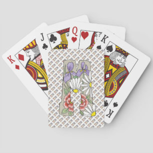 Lettre M Cartes de Jeu avec Fleurs