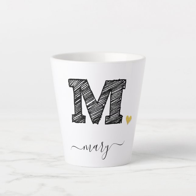 Lettre M, Latte Mug (Devant)