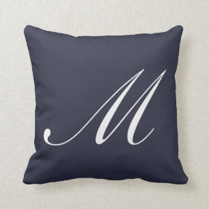 Lettre M Marine Coussin de monogramme bleu