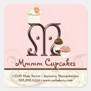 Lettre M Monogram Cupcake Logo Étiquettes d'entrep