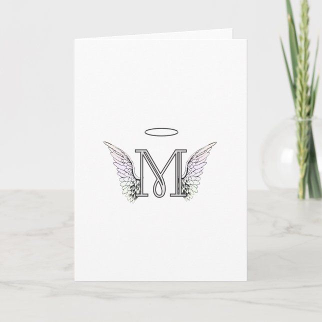 Lettre M Monogramme initial avec ailes angéliques  (Devant)