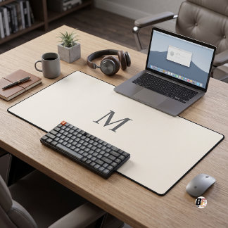 Lettre M Monogramme Minimaliste Beige