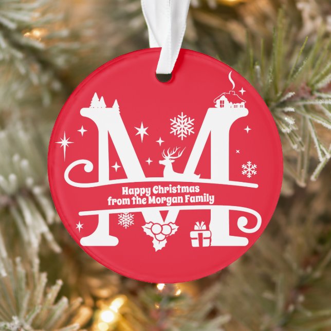 Lettre M Monogramme Nom de famille initial Salutat (Arbre)