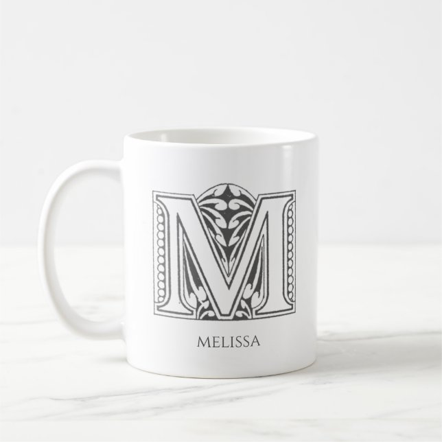 Lettre M Monogramme Nom moderne Café Mug (Gauche)
