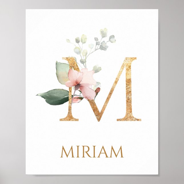 Lettre M Monogramme Peach rose Poster (Devant)