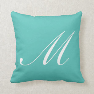 Lettre M Monogramme Turquoise Coussin