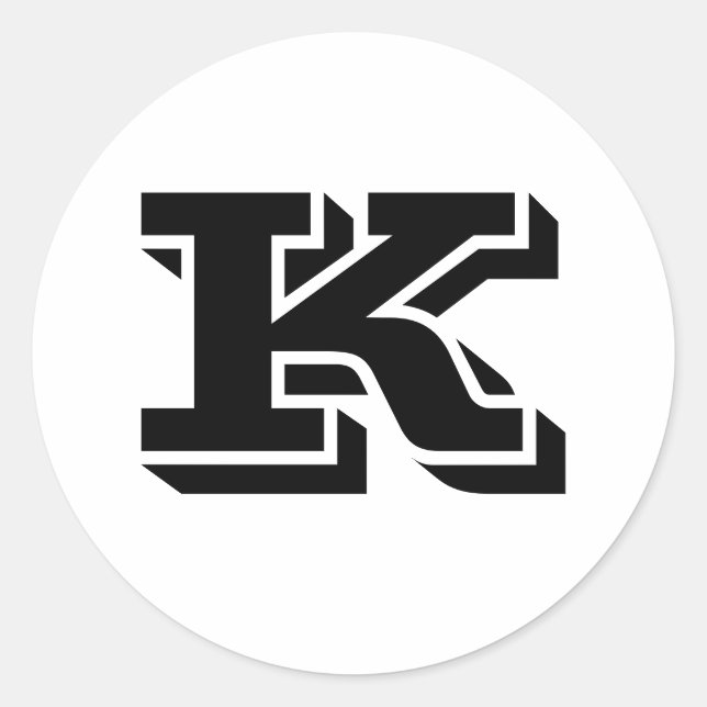 LETTRE MAJUSCULE K PETITS Stickers Ronds par Janz (Devant)