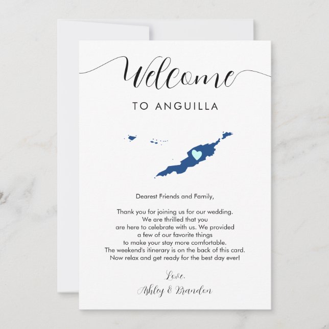 Lettre Mariage d'accueil Anguilla Carte Itinéraire (Devant)