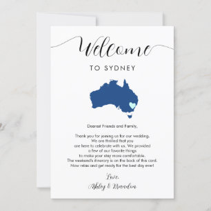 LETTRE Mariage D'ACCUEIL Australie Carte Itinérair