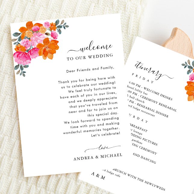 Lettre Mariage rose orange - Accueil Carte Itinéra (Créateur téléchargé)