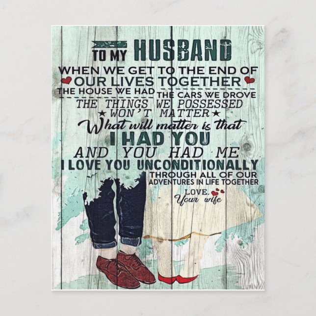 Lettre mignonne au mari | Cadeau Design Cool | (Devant)