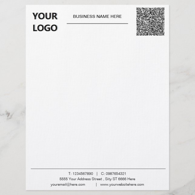 Lettre Modèle en-tête de la société avec logo et code QR (Devant)
