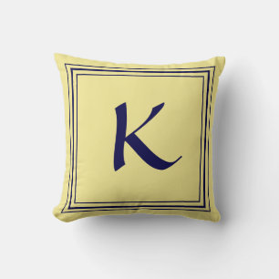 Lettre Monogramme à Cadre Bleu Coussin Minimaliste