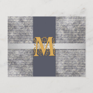 LETTRE MONOGRAMME D'OR GRECQUE M CARTES DE NOTES P