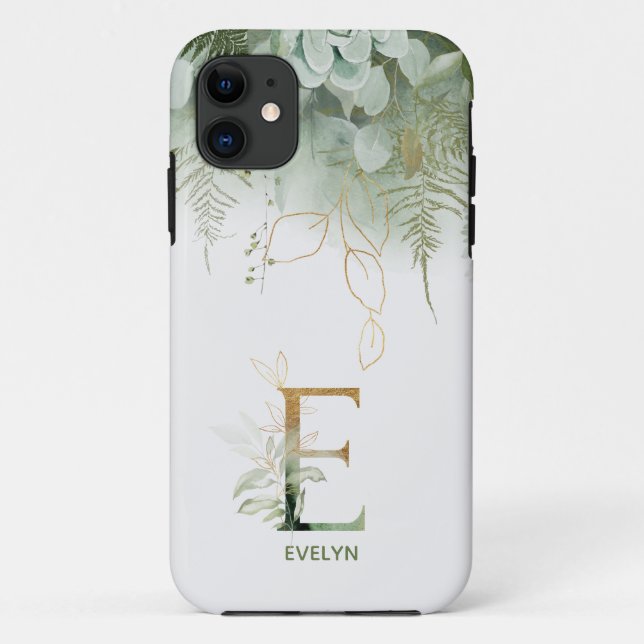 Lettre monogramme E Coque-Mate coque iphone vert (Dos)