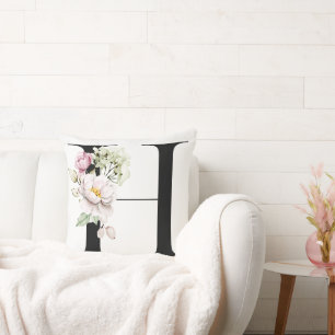 Lettre monogramme H   Coussin de jet