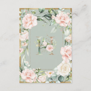 Lettre monogramme H Élégant Merci floral vert