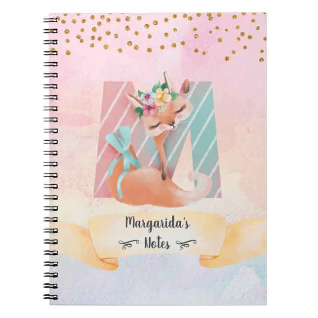 Lettre monogramme M Baby Fox Girl Journal (Devant)