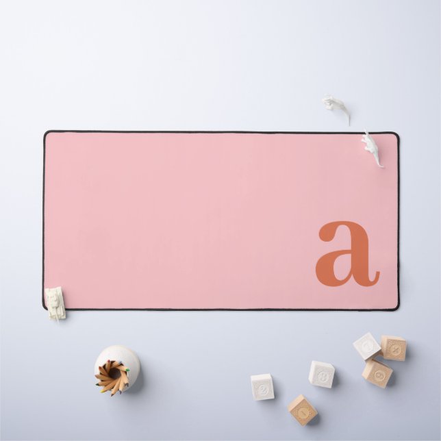 Lettre Monogramme Minimaliste Rose & Rouge (Tableau pour enfants)