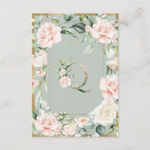 Lettre monogramme Q Carte de remerciements Mariage