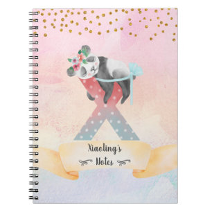 Lettre monogramme X Baby Panda Girl Journal quotid