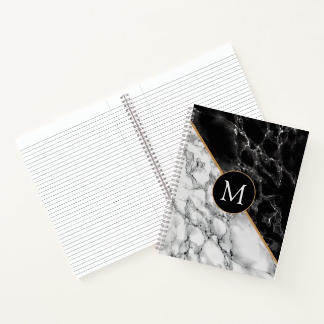 Lettre monographie Carnet Marbre noir blanc (Intérieur)