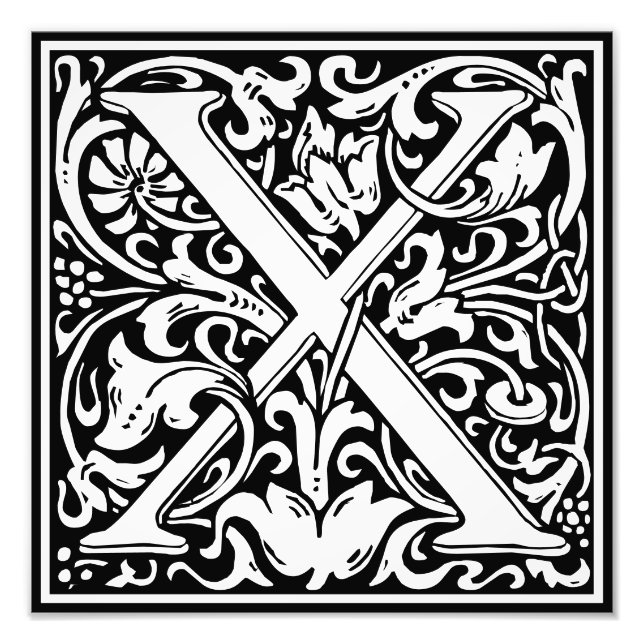 LETTRE MONOGRAPHIQUE EN ALLOCUTION Florale X PHOTO (Devant)