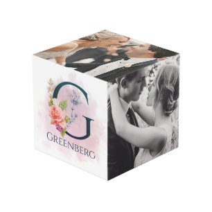LETTRE MONOGRAPHIQUE FLEURIE G Mariage Photo Cube