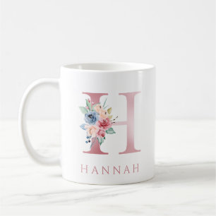LETTRE MONOGRAPHIQUE H Aquarelle Florale Café Mug