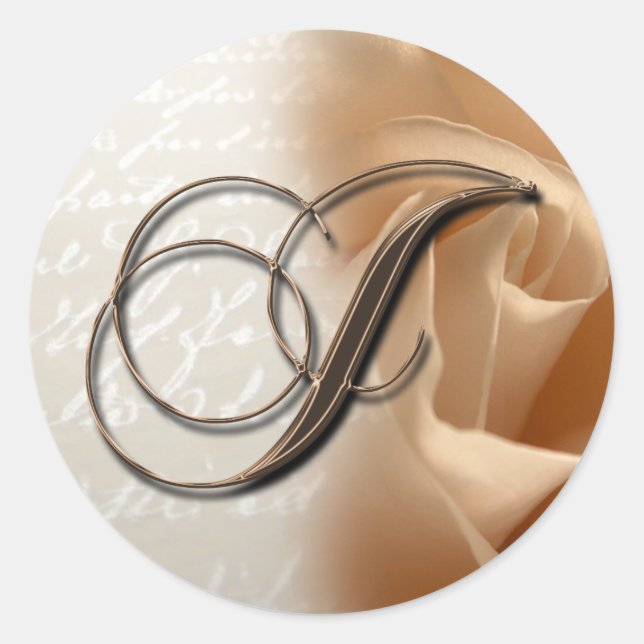 LETTRE MONOGRAPHIQUE J Sticker Mariage Enveloppe (Devant)