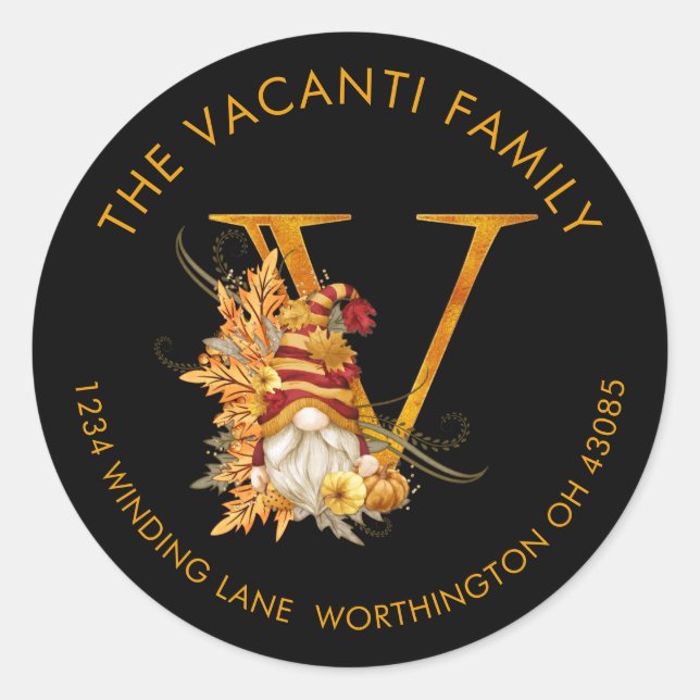 LETTRE MONOGRAPHIQUE V Étiquette de adresse de la  (Devant)