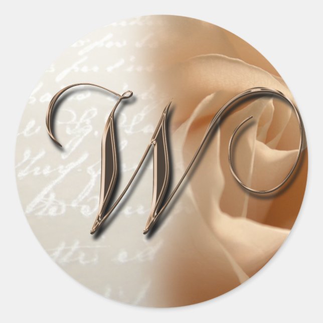 LETTRE MONOGRAPHIQUE W Sticker Mariage Enveloppe (Devant)
