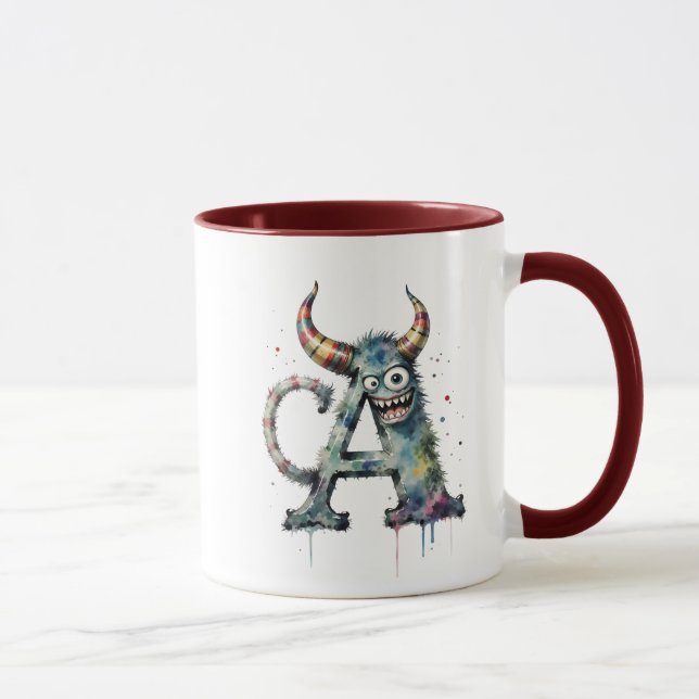 Lettre Monster A Mug - Drôle Alphabet Coffee Cup (Droite)