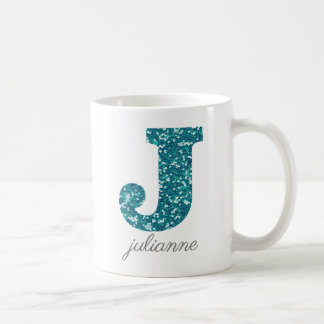 Lettre Motif Aqua Parties scintillant J nom Mug