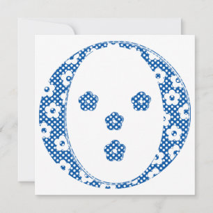 LETTRE Motif Fleur O(bleu)