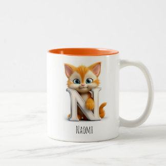Lettre N Cat Alphabet Monogramme Café Mug