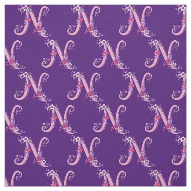Lettre N monogramme texte décoratif tissu personna (Échantillon)