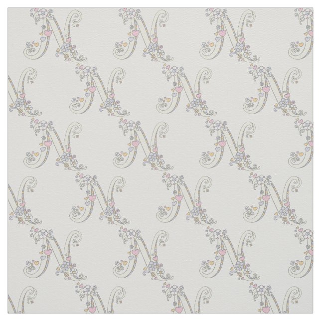 Lettre N monogramme texte décoratif tissu personna (Échantillon)