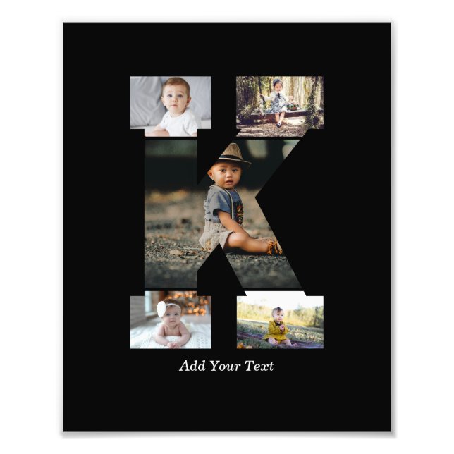 Lettre noire et blanche K - Collage photo (Devant)