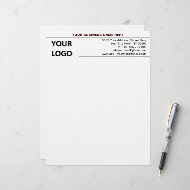 Lettre Nom du logo de l'entreprise Modèle en-tête (Devant/Arrière en situation)