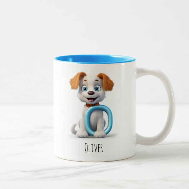 Lettre O Chien Alphabet Monogramme Café Mug (Droit)