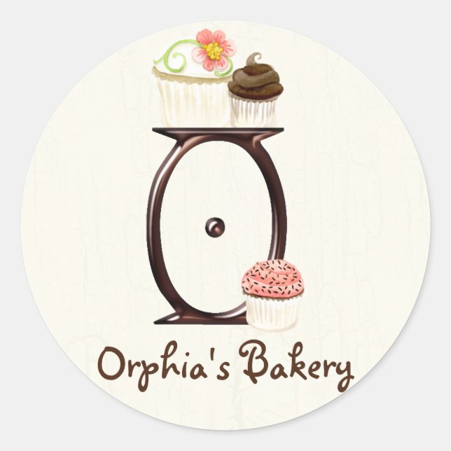 Lettre O Monogram Cupcake Logo Autocollants d'affa (Devant)