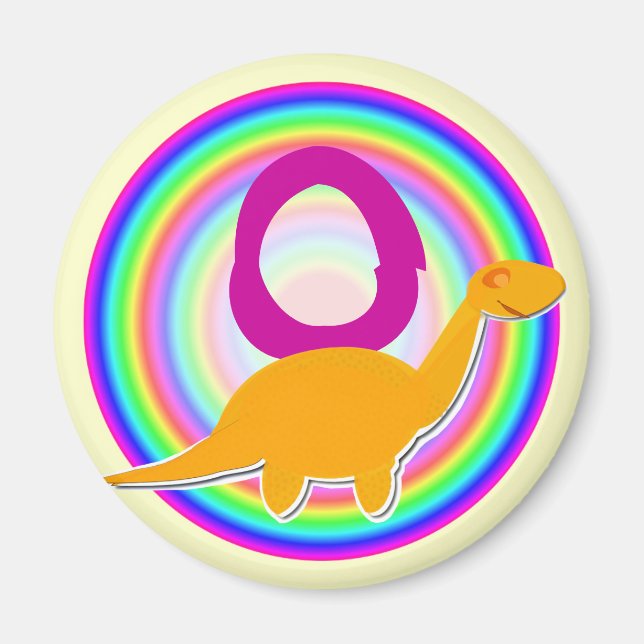 Lettre O Orange Dinosaur Diplodocus Frigo Magnet (Devant)