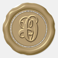 *~* Lettre O Stickers de cire dorée rond de diaman