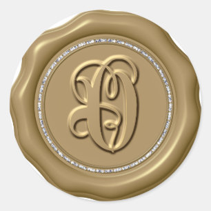 *~* Lettre O Stickers de cire dorée rond de diaman